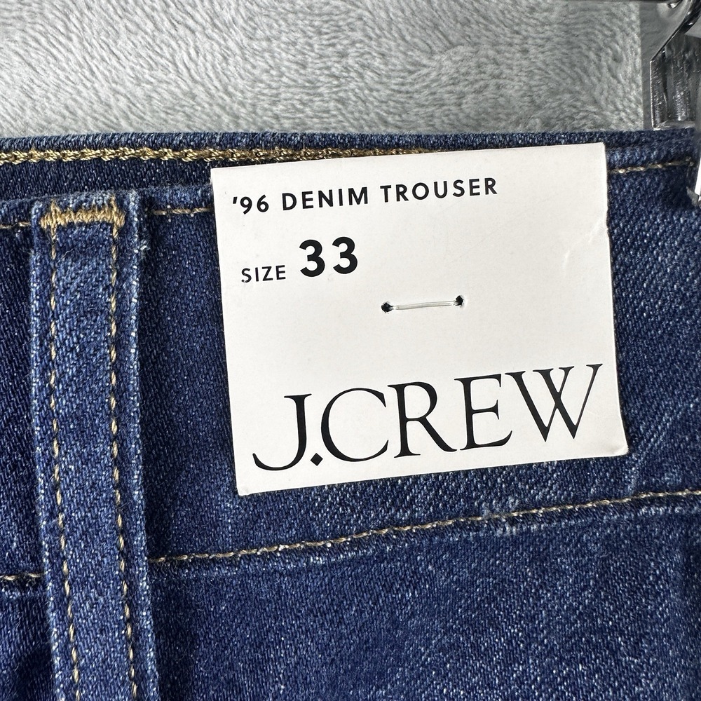 Crew '96 Denim Trouser Size 33 Dark Wash Wide Leg High Rise Jeans Button Fly - Picture 3 of 14